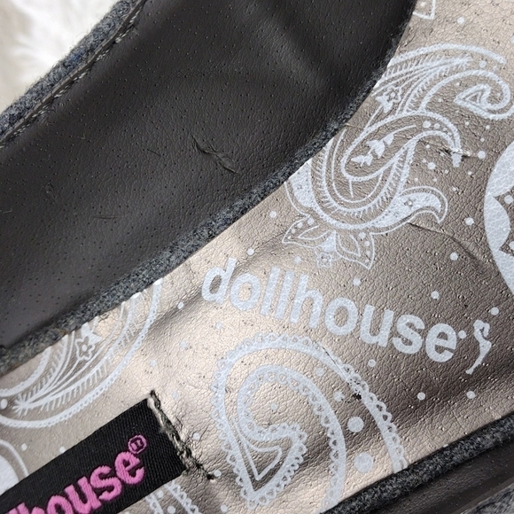 Dollhouse Gray Faux Woo Faux Fur Upper Almond Toe Slip On Platform Stiletto Heel - Picture 14 of 16